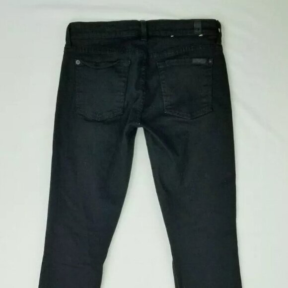 Seven for All Mankind Black Denim Straight Leg Jeans - Picture 2 of 2